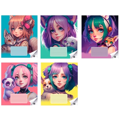 Тетрадь 18 л. линия Animal girls Аниме 72046