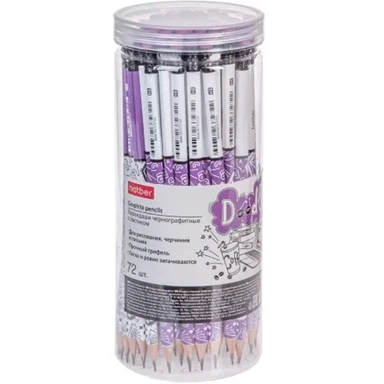 Карандаш ч/гр Doodles трехгран. HB с ластиком с заточ. BL_065982 Hatber