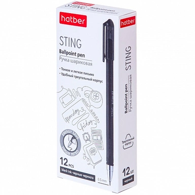Ручка шариковая черная 0,5мм Sting ВР_070920 HATBER