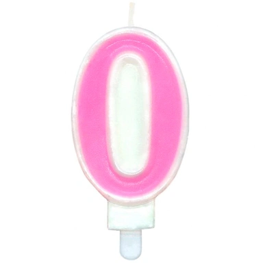 Свечи для торта Цифра 0 Веселая вечеринка розовый L0280-P