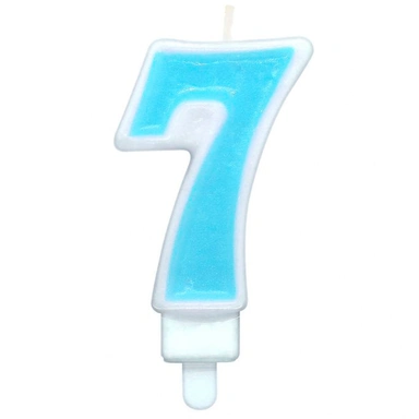 Свеча для торта Цифра 7 Веселая вечеринка голубой L0287-BL