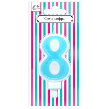 Свеча для торта Цифра 8 Веселая вечеринка голубой L0288-BL