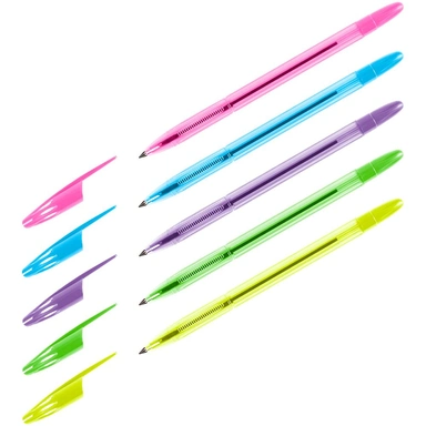 Ручка шариковая синяя 0,7 мм. СТАММ 555 неоновый микс 346484