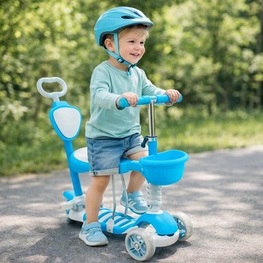 Самокат каталка трехколесная  голубой 318