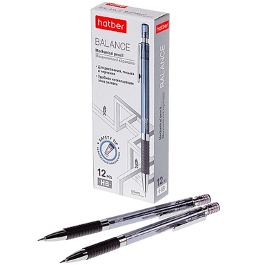 Карандаш ч/гр механический 0,5мм с ластиком 12 шт BALANCE MP_060842 Hatber