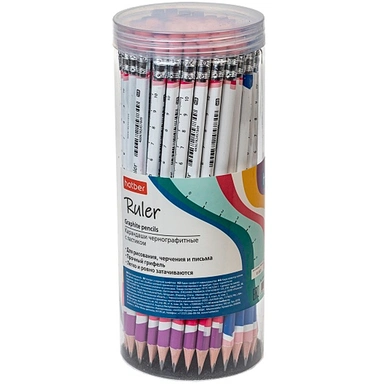 Карандаш ч/гр Ruler/Рулер HB трехгран с ластиком с заточ. BL_076495 Hatber