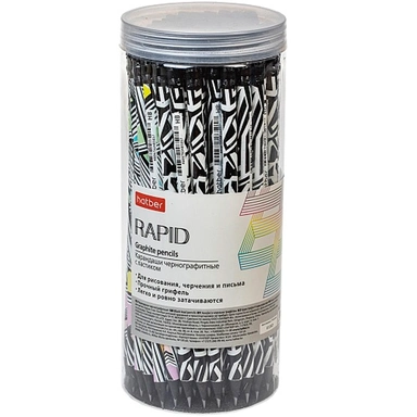Карандаш ч/гр RAPID/Рапид Ассорти HB круглый с ластиком с заточ. BL_079530 Hatber