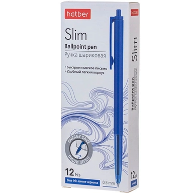 Ручка шариковая автомат Slim Синяя 0,5мм чернила на масл.основе soft ink ВР_079556 HATBER