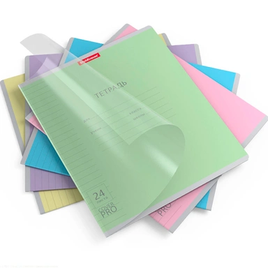 Тетрадь 24 л. линейка на скобе ErichKrause Классика CoverPrо ассорти 56375