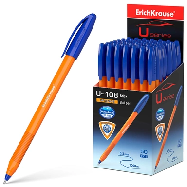Ручка шариковая синяя U-108 Stick Orange 1.0, Ultra Glide Technology 47582 /Erich Krause/