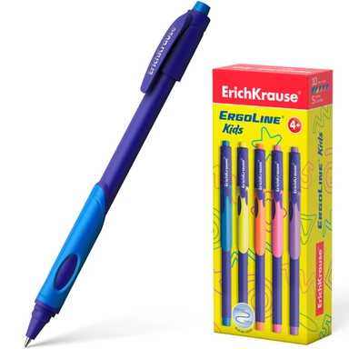Ручка шариковая синяя ErgoLine® Kids StickGrip Neon 0.7, Super Glide Technology 41539 /Erich Krause/