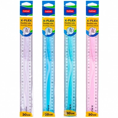 Линейка пласт. гибкая 30см X-Flex цветная-Ассорти- RL_067321 Hatber.
