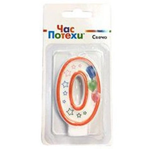 Свеча цифра 0 Шары 7 см 1502-4387