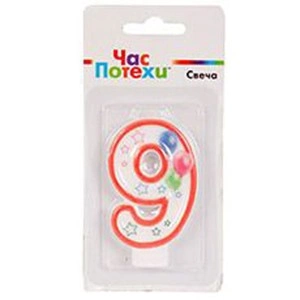 Свеча цифра 9 Шары 7 см 1502-4396