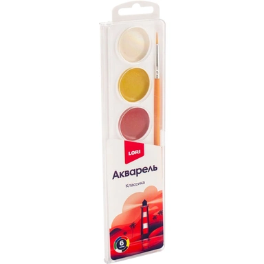 Акварель 6 цв. Классика с/к с крышкой Аквк-005/01 Lori