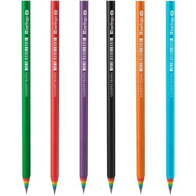 Карандаш ч/гр Rainbow HB,  круглый, заточен., ассорти 320769 Berlingo