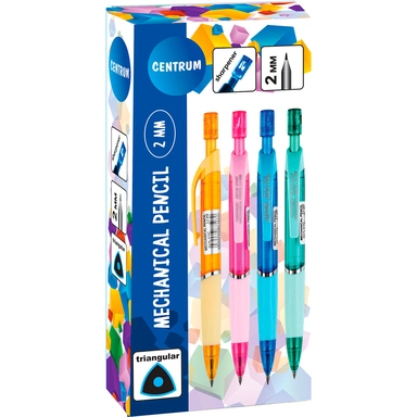 Карандаш механический 2 мм с точилкой встроенной в наконечник ассорти 87507
