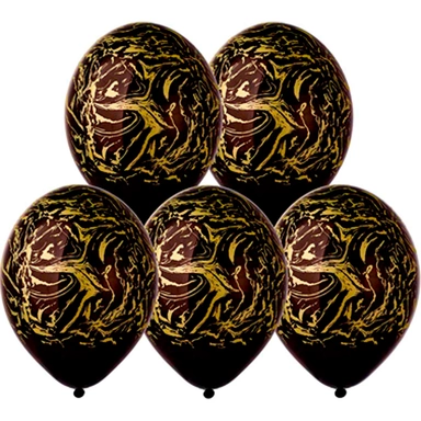 Шар 14 шелкография паст Мрамор черн/золотой 25шт / цена за упак/ 1103-3080