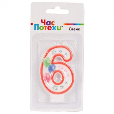 Свеча цифра 6 Шары 7 см 1502-4393