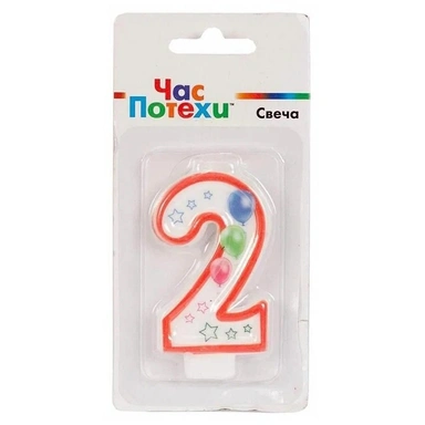 Свеча цифра 2 Шары 7 см 1502-4389