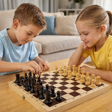 Шахматы обиходные лакированные с доской дерево /Колорит/