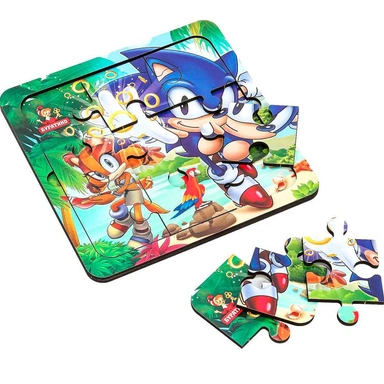 Деревянный Пазл с рамкой 15*15 см. Соник BRT23