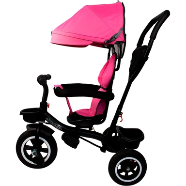 Детский велосипед с родительской ручкой, Розовый, колеса прорезиненные от 3 лет