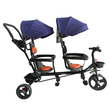 Велосипед коляска для двойни,Dvizhok,Cиний от 3 лет колеса ЭВА