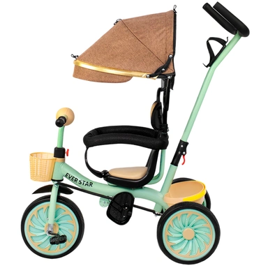 Детский трехколесный велосипед с ручкой, Зеленый, колеса ЭВА от 3 лет