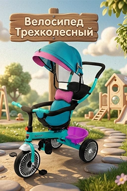 Велосипед трехколесный, Зеленый, колеса ЭВА