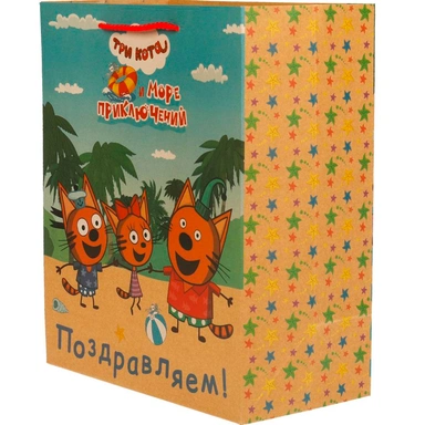 Пакет Чудо праздник крафт Три Кота Пакет l, 26*32*14 см 371882