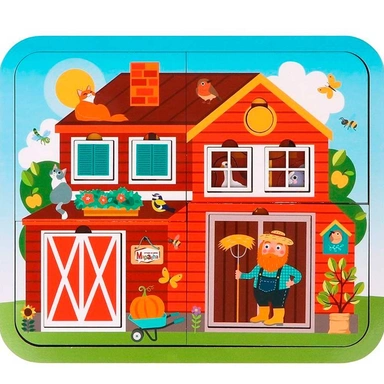 Деревянный Пазл многослойный Кто живет на ферме 962216