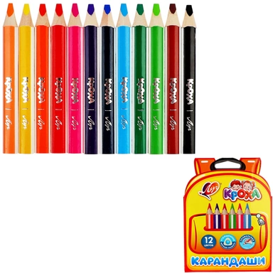 Карандаши цветные 12 цв. Кроха утолщенные, укороченные 33С 2194-08 ЛУЧ