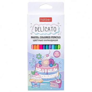Карандаши цветные 12 цв. DELICATO Пастельные 072213 Hatber