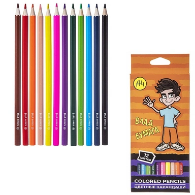Карандаши цветные 12 цв. Влад А4 CS_073269 Hatber