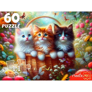 Пазл 60 Котята в корзине Х60-4531