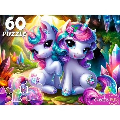 Пазл 60 Единороги среди кристаллов Ф60-4528