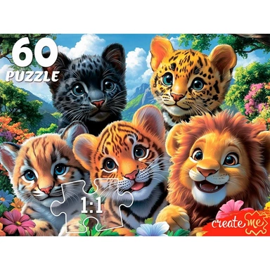 Пазл 60 Веселое селфи диких кошек Ф60-4526