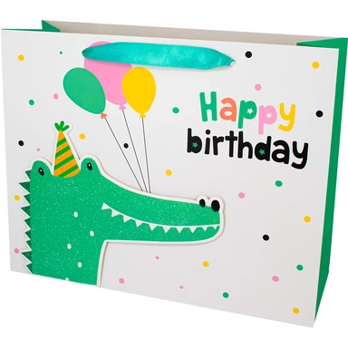 Пакет 32х11,5х25см  Happy Birthday крокодил с шарами 141V-851