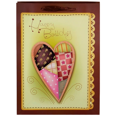 Пакет 31х40х12см Happy Birthday сердце лоскут  141V-956