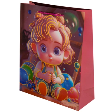 Пакет 25х32х10см с блестками Девочка 141V-910