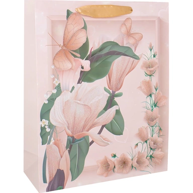 Пакет 26х32х10см с блестками Бабочки в цветах 141V-953