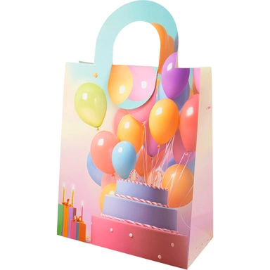 Пакет 34х21х10см с вырубной ручкой Торт с возд.шарами 141V-964