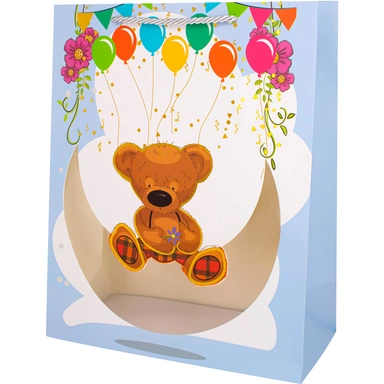 Пакет 32х26х12 см с прозрачным окошком Медведь 141V-961