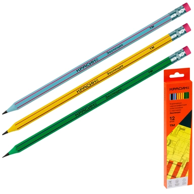 Карандаш ч/гр. Красин Эволюция ТМ (HB), с полосами, с ластиком, заточен., пластиковый КР-150121