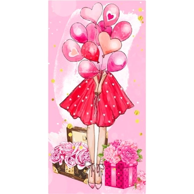 Конверт для денег стандарт девушка с шариками без надписи 7721 /Квадра/