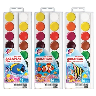 Акварель 16 цв. Zoo медовая б/к 29С1693-08 /ЛУЧ/
