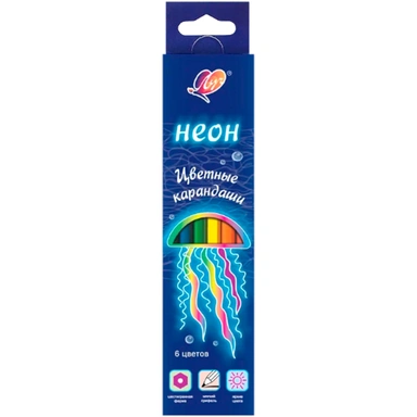 Карандаши цветные 6 цв. Фантазия НЕОН 33С 2191-08 ЛУЧ