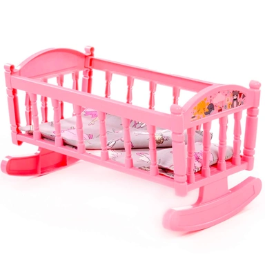 Кроватка-качалка сборная для кукол №4 розовая от 3 лет