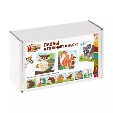 Деревянный Пазл 10 Кто живет в лесу? Картинки половинки 962519